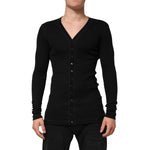 Dolce & Gabbana Black Cotton Button Up Men Cardigan Sweater TSH91213-M