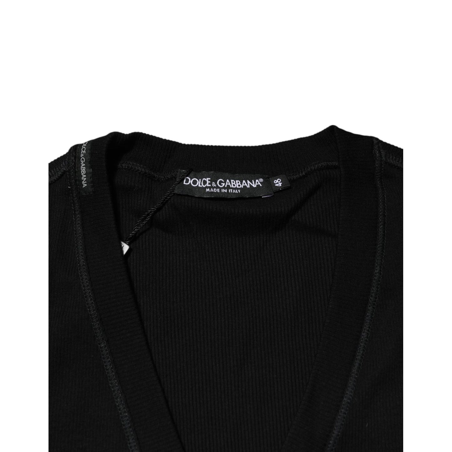 Dolce & Gabbana Black Cotton Button Up Men Cardigan Sweater TSH91213-M