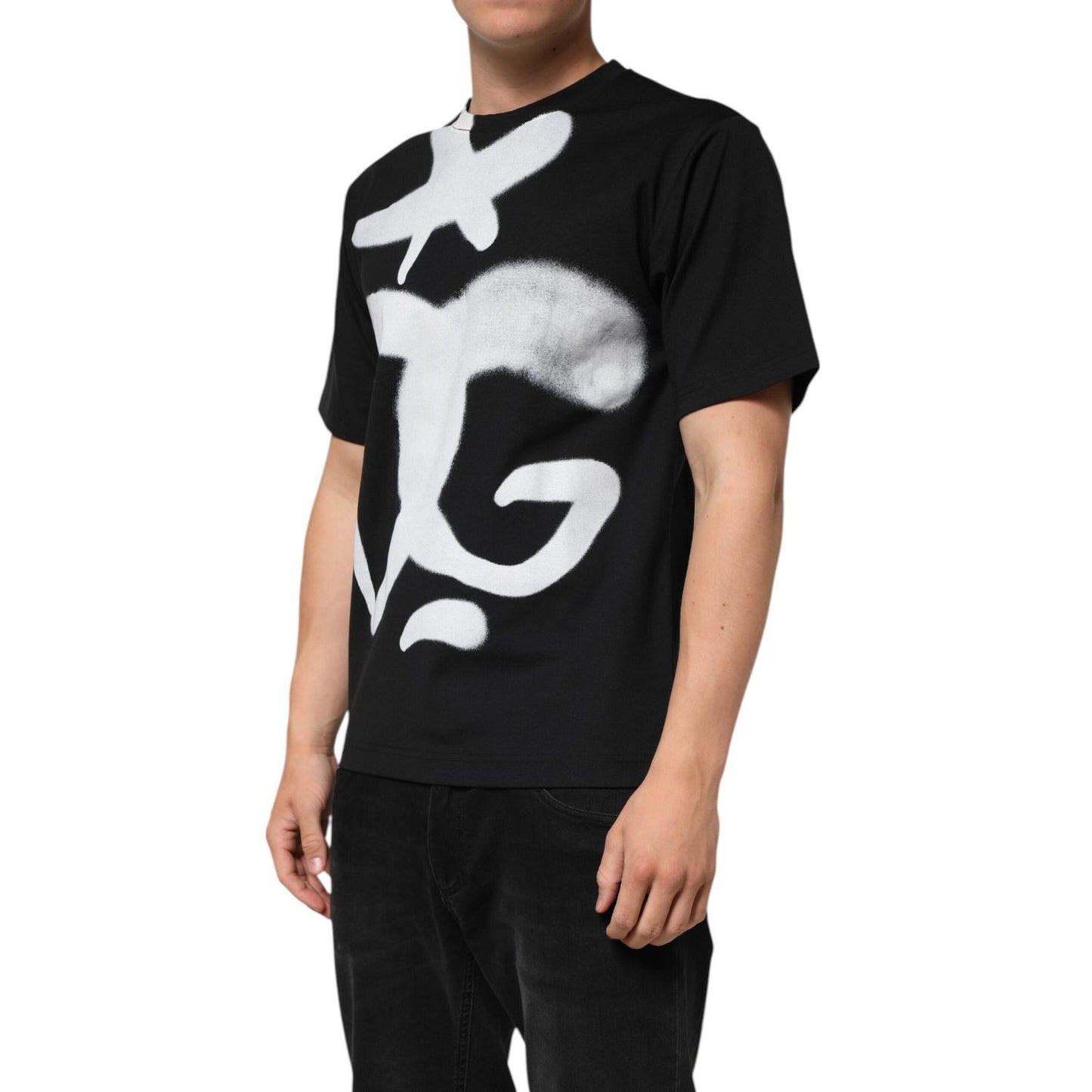 Dolce & Gabbana Black Cotton DG Logo Graffiti Short Sleeve T-shirt TSH91174-XS