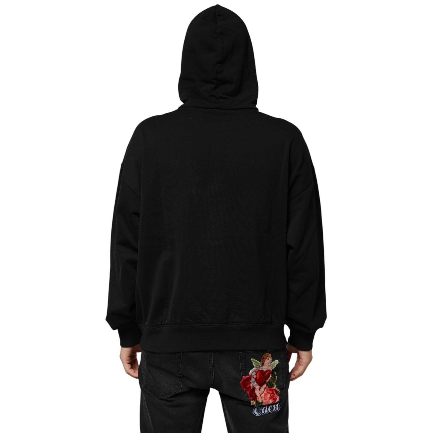 Dolce & Gabbana Black Cotton DG Logo Pullover Hoodie Sweater TSH91173-XL