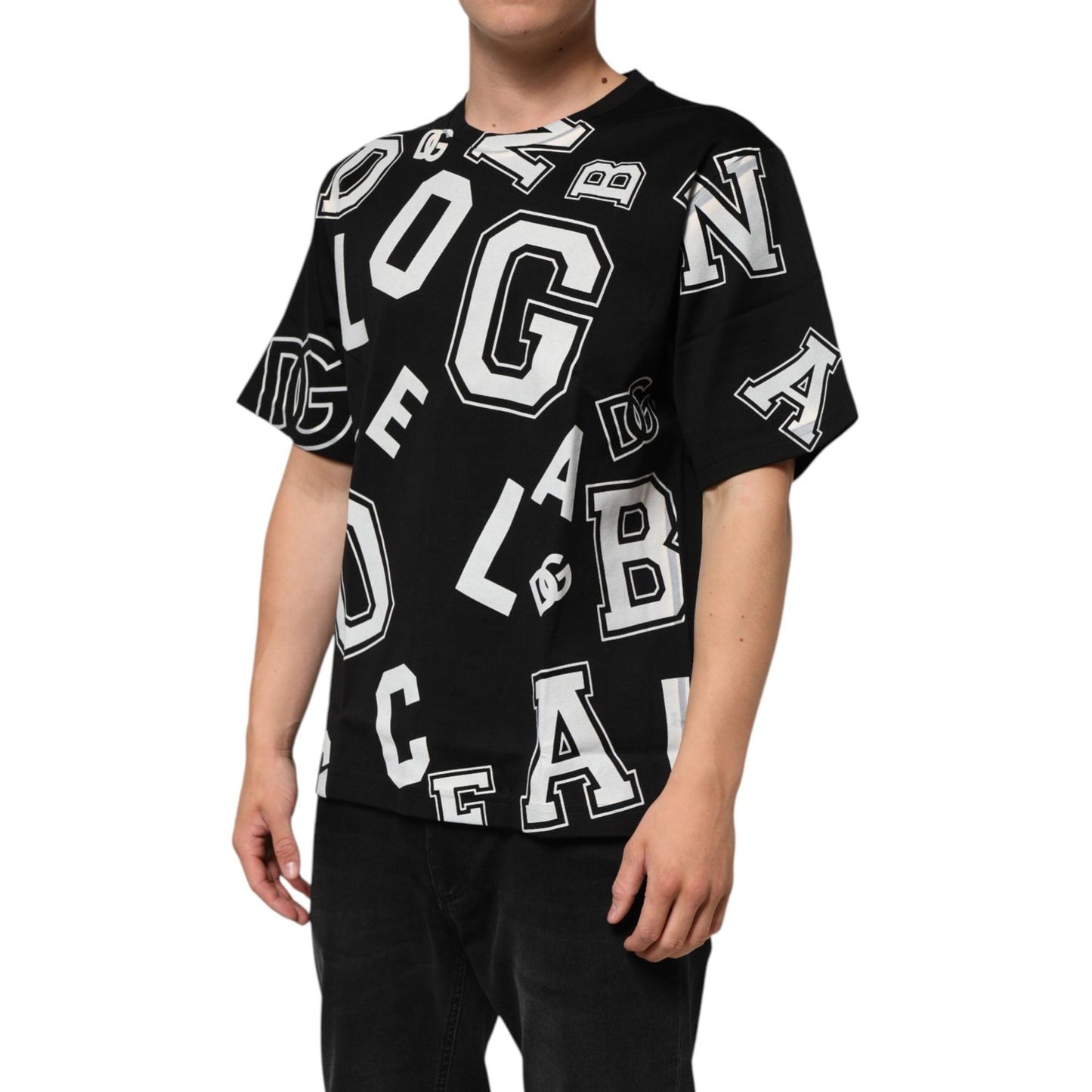 Dolce & Gabbana Black Cotton Letter Print Short Sleeve T-shirt TSH91179-48