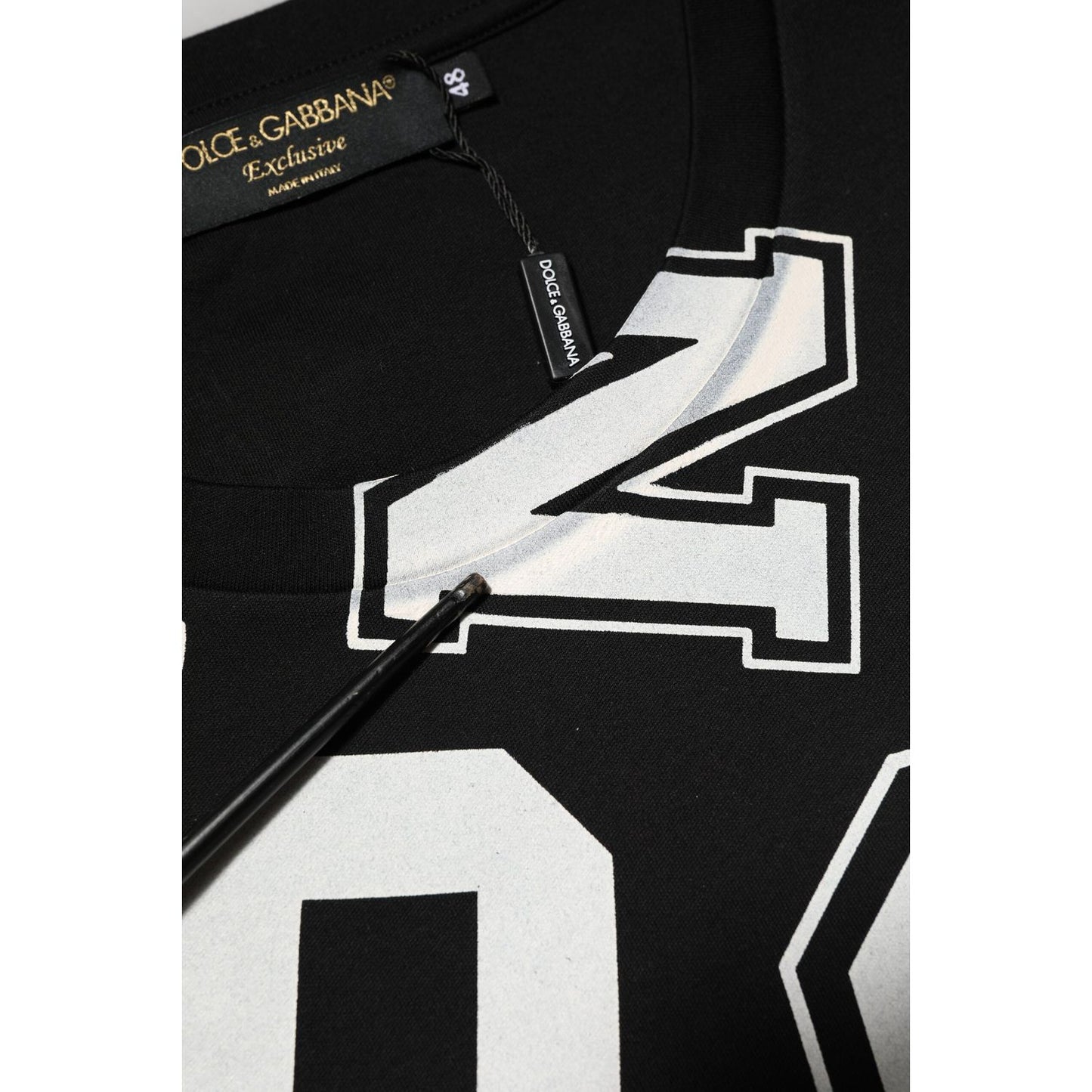 Dolce & Gabbana Black Cotton Letter Print Short Sleeve T-shirt TSH91179-48
