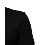 Dolce & Gabbana Black Cotton Plain V-Neck Men Shirt T-shirt TSH90618-44