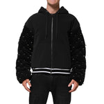Dolce & Gabbana Black Cotton Quilted Studded Sleeve Hoodie Jacket JKT41536-L