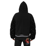 Dolce & Gabbana Black Cotton Quilted Studded Sleeve Hoodie Jacket JKT41536-L