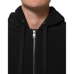 Dolce & Gabbana Black Cotton Quilted Studded Sleeve Hoodie Jacket JKT41536-L
