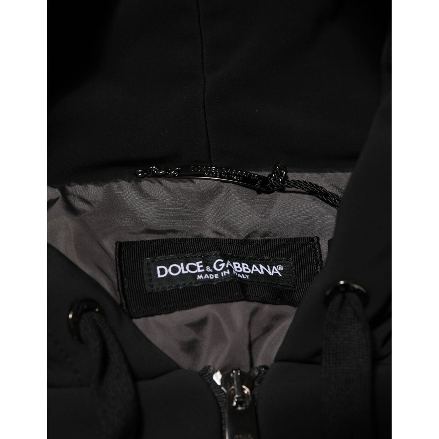 Dolce & Gabbana Black Cotton Quilted Studded Sleeve Hoodie Jacket JKT41536-L