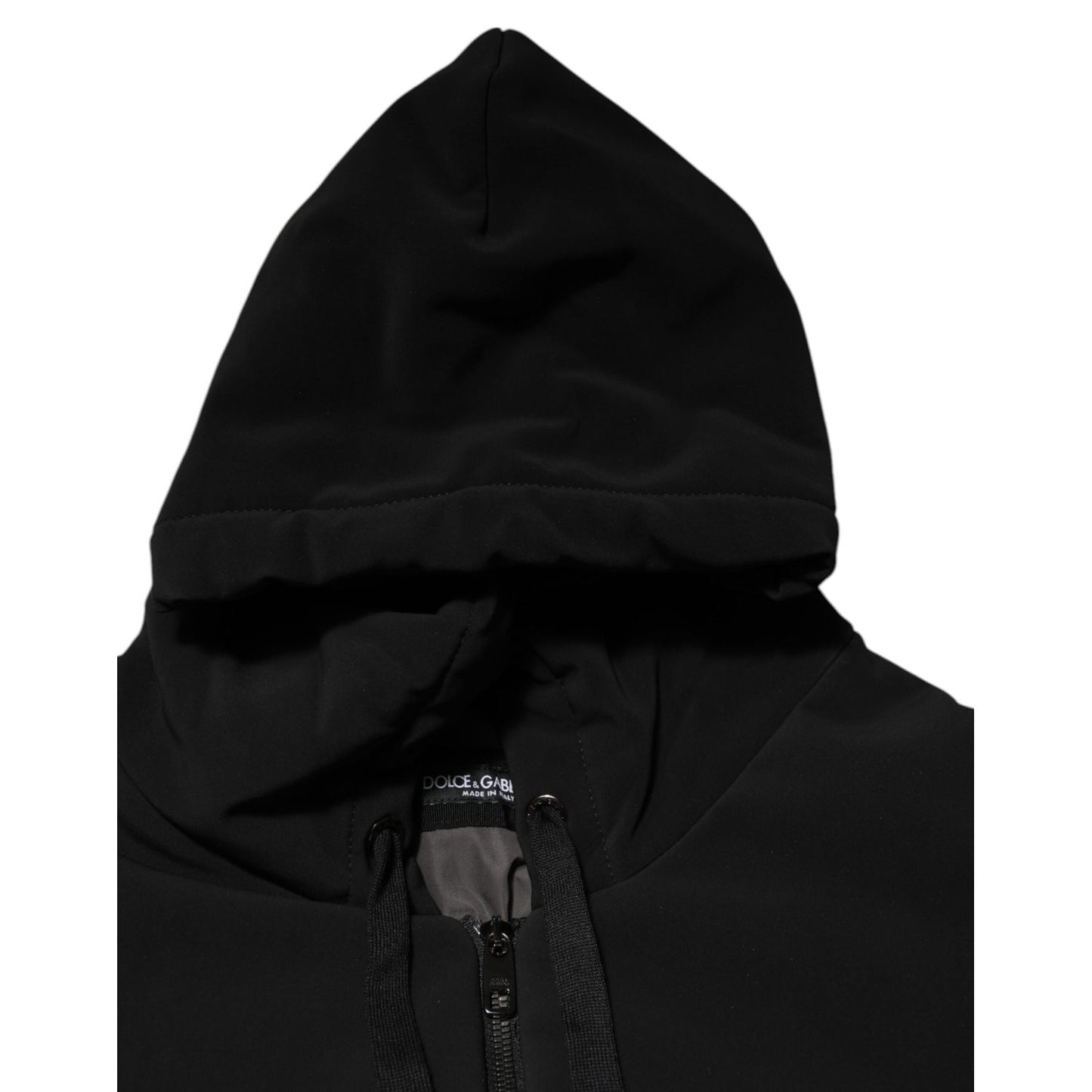 Dolce & Gabbana Black Cotton Quilted Studded Sleeve Hoodie Jacket JKT41536-L