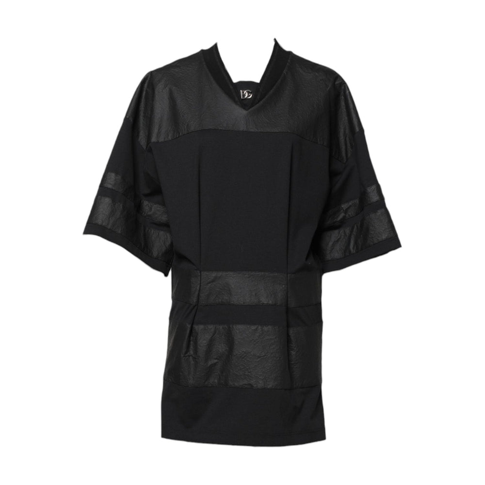 Dolce & Gabbana Black Cotton Short Sleeves V-neck T-shirt DR81685-40
