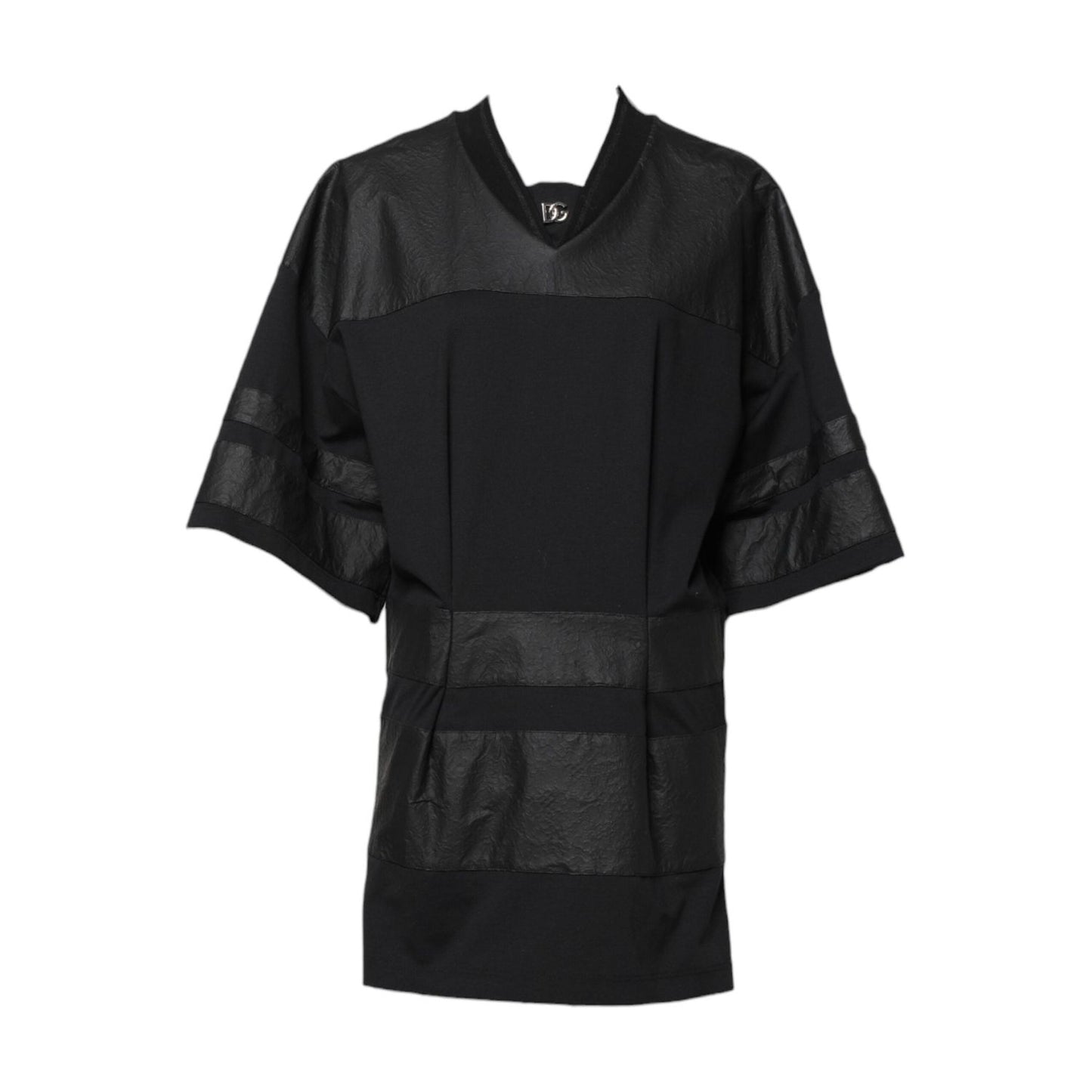 Dolce & Gabbana Black Cotton Short Sleeves V-neck T-shirt DR81685-40