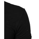 Dolce & Gabbana Black Cotton Tattered Logo V-Neck Men T-shirt TSH90561-44