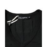 Dolce & Gabbana Black Cotton Tattered Logo V-Neck Men T-shirt TSH90561-44