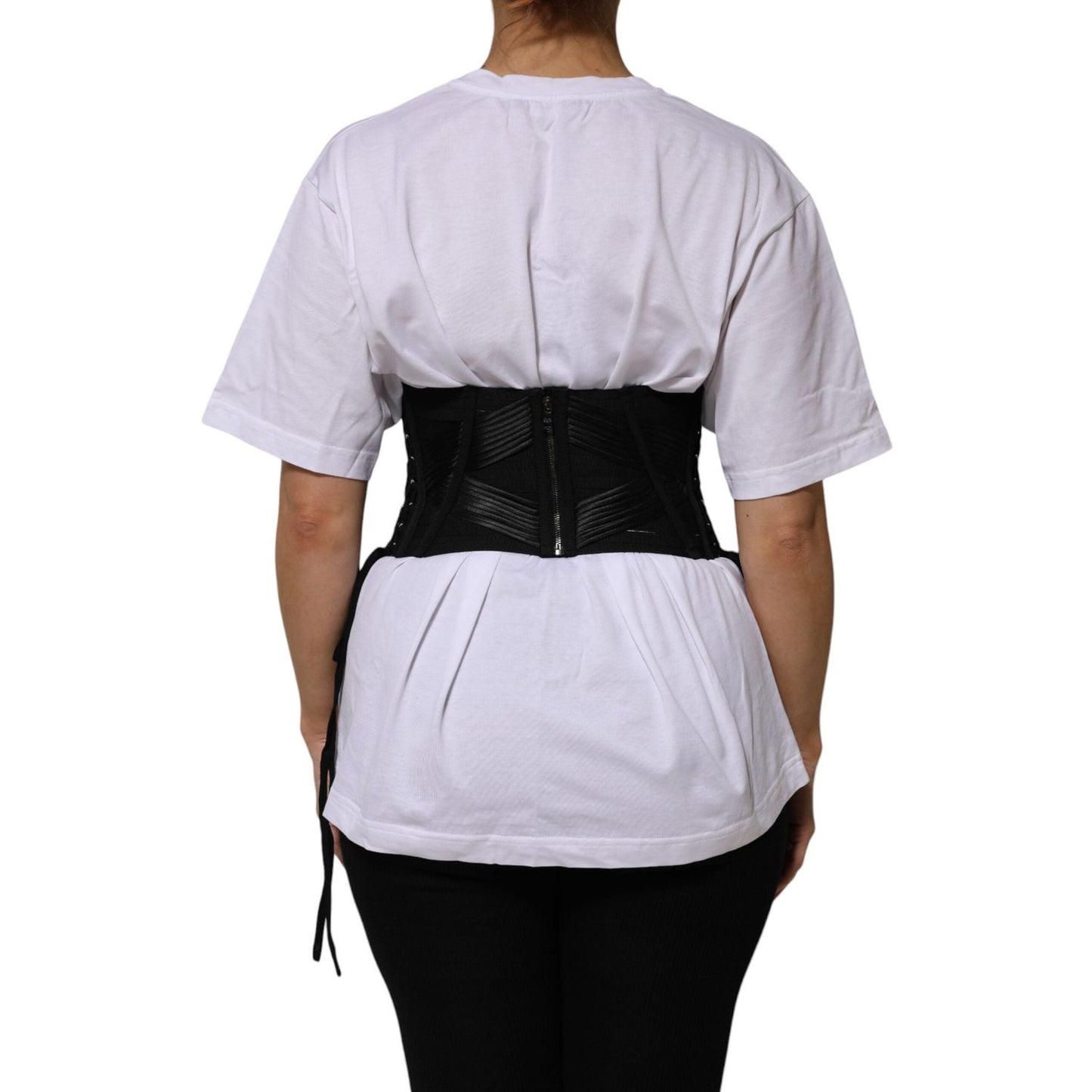 Dolce & Gabbana Black Cotton Waist LaceUp Strap Corset Belt TSH86726-42