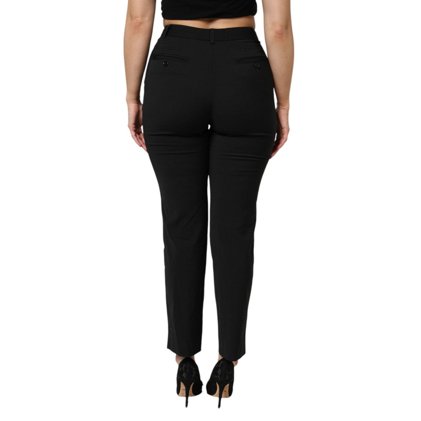 Dolce & Gabbana Black High Waisted Tapered STAFF Pants PAN76506-42