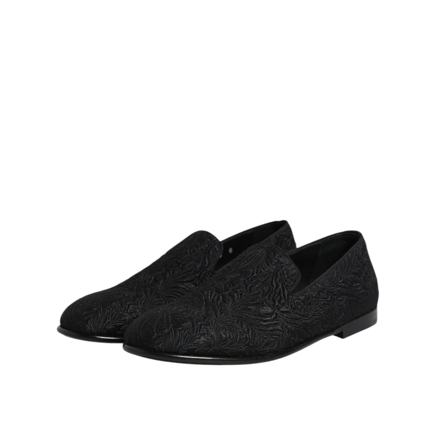 Dolce & Gabbana Black Jacquard Slip On Loafers Formal Shoes MV7341-40