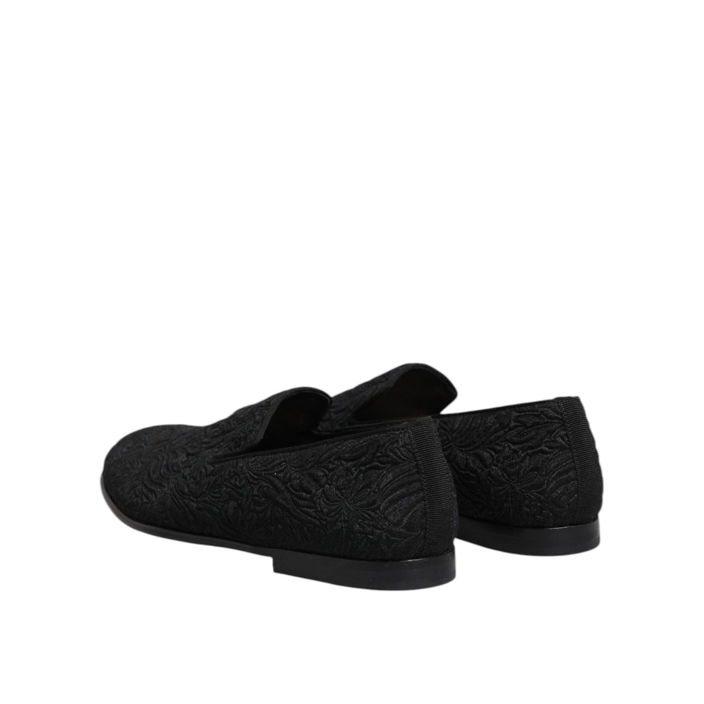 Dolce & Gabbana Black Jacquard Slip On Loafers Formal Shoes MV7341-40