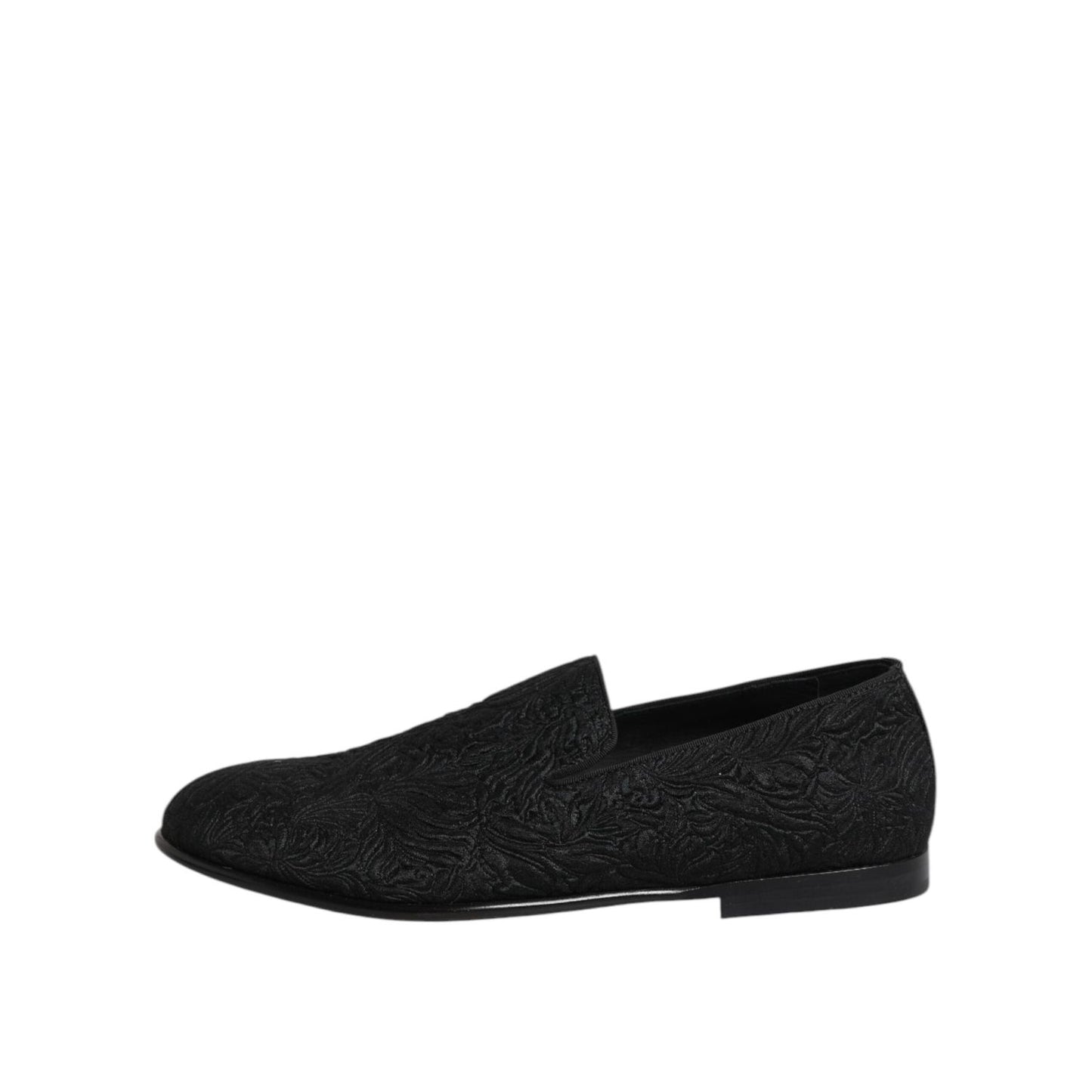 Dolce & Gabbana Black Jacquard Slip On Loafers Formal Shoes MV7341-40