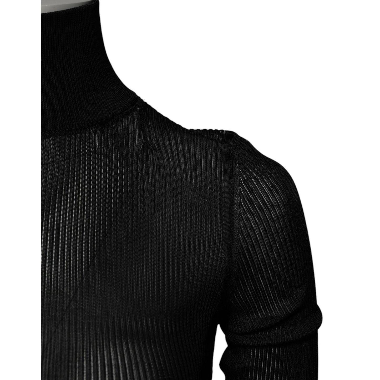 Dolce & Gabbana Black Knit Long Sleeves Turtleneck Slim Top TSH878526-38