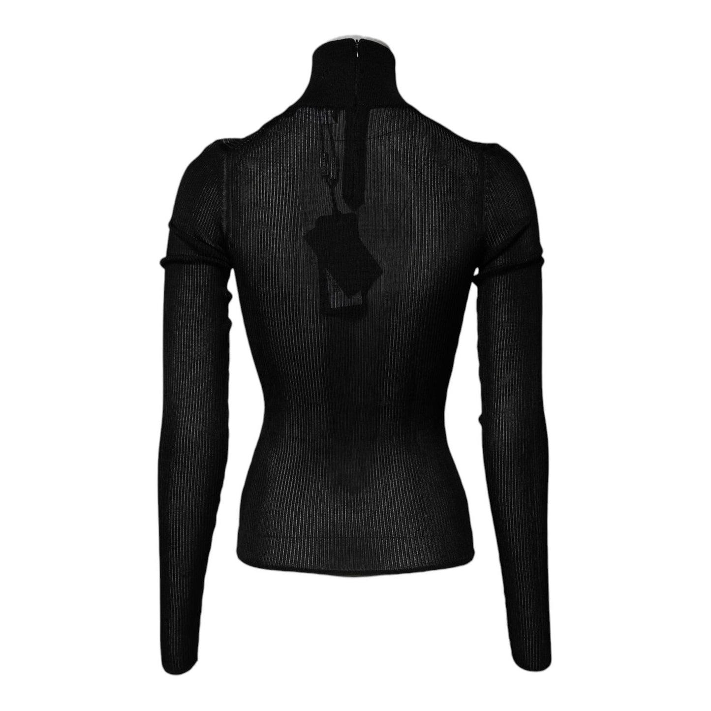 Dolce & Gabbana Black Knit Long Sleeves Turtleneck Slim Top TSH878526-38