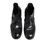 Dolce & Gabbana Black Leather Ankle Boots Slip On Shoes MV7402-40