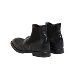 Dolce & Gabbana Black Leather Ankle Boots Slip On Shoes MV7402-40