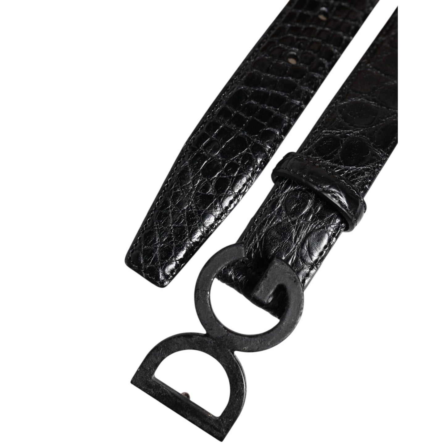 Dolce & Gabbana Black Leather Classic Metal DG Buckle Belt BEL9469-90