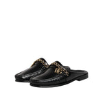 Dolce & Gabbana Black Leather DG Chain Embellished Sandals Shoes MV7606-41