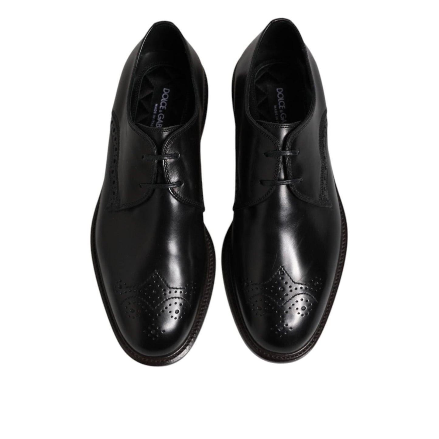 Dolce & Gabbana Black Leather Derby Wingtip Formal Shoes MV7524-41