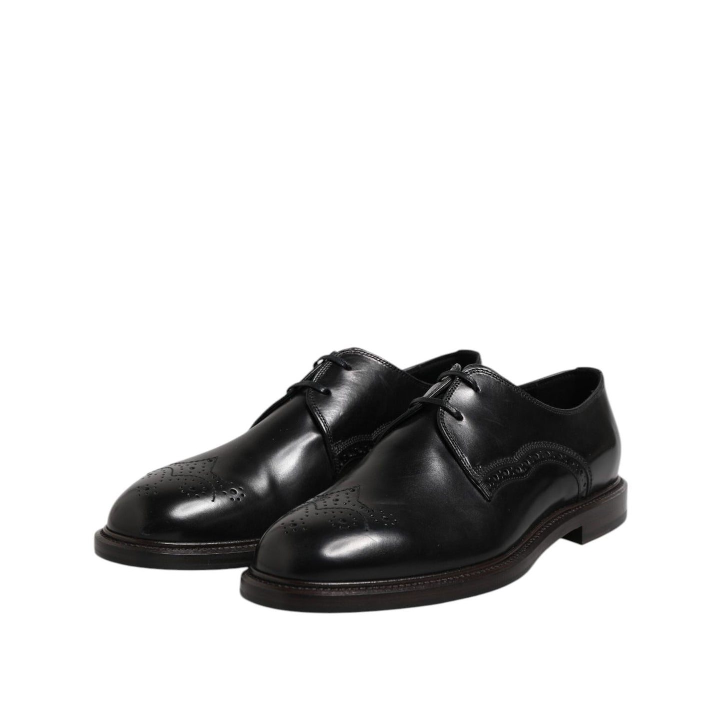 Dolce & Gabbana Black Leather Derby Wingtip Formal Shoes MV7524-41