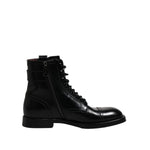 Dolce & Gabbana Black Leather Mid Calf Boots Lace Up Shoes MV7517-44