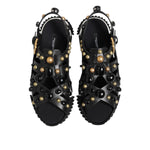 Dolce & Gabbana Black Leather Studded Ankle Strap Sandals Shoes MV7475-41