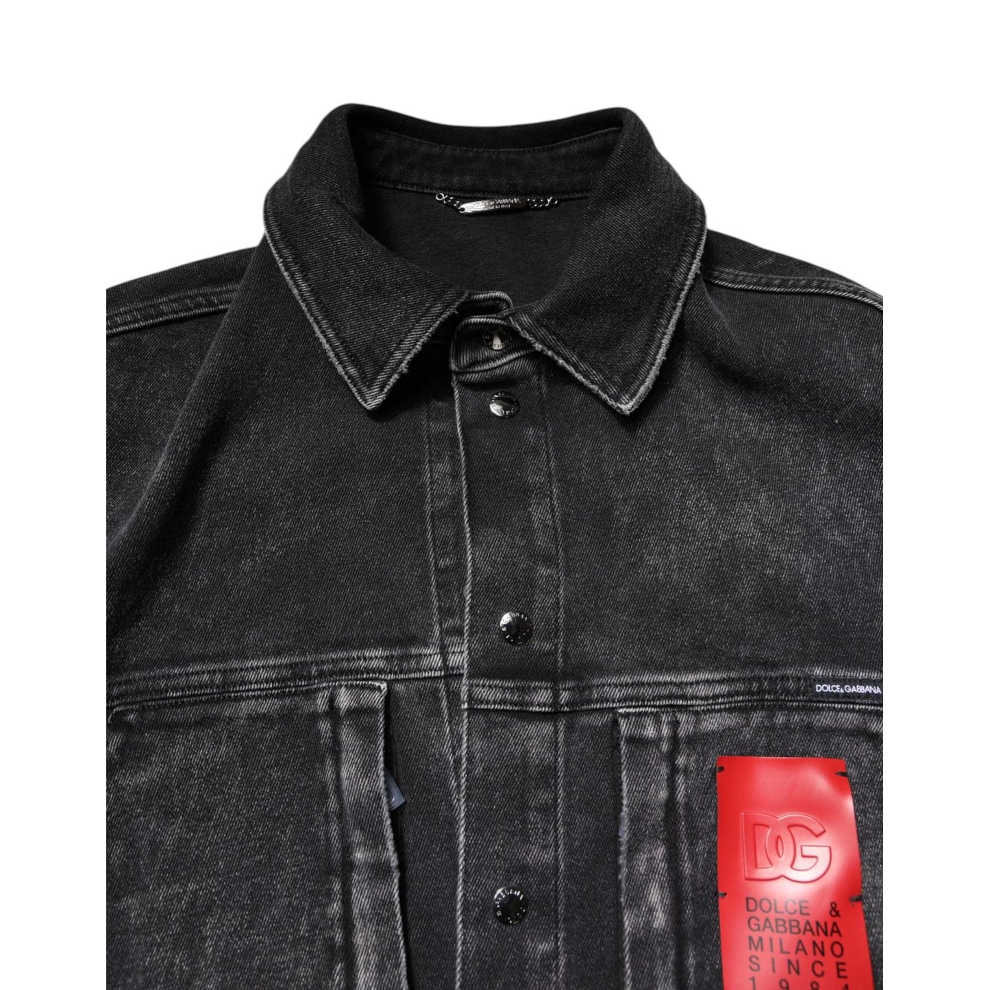 Dolce & Gabbana Black Logo Cotton Stretch Denim Jacket JKT41476-52