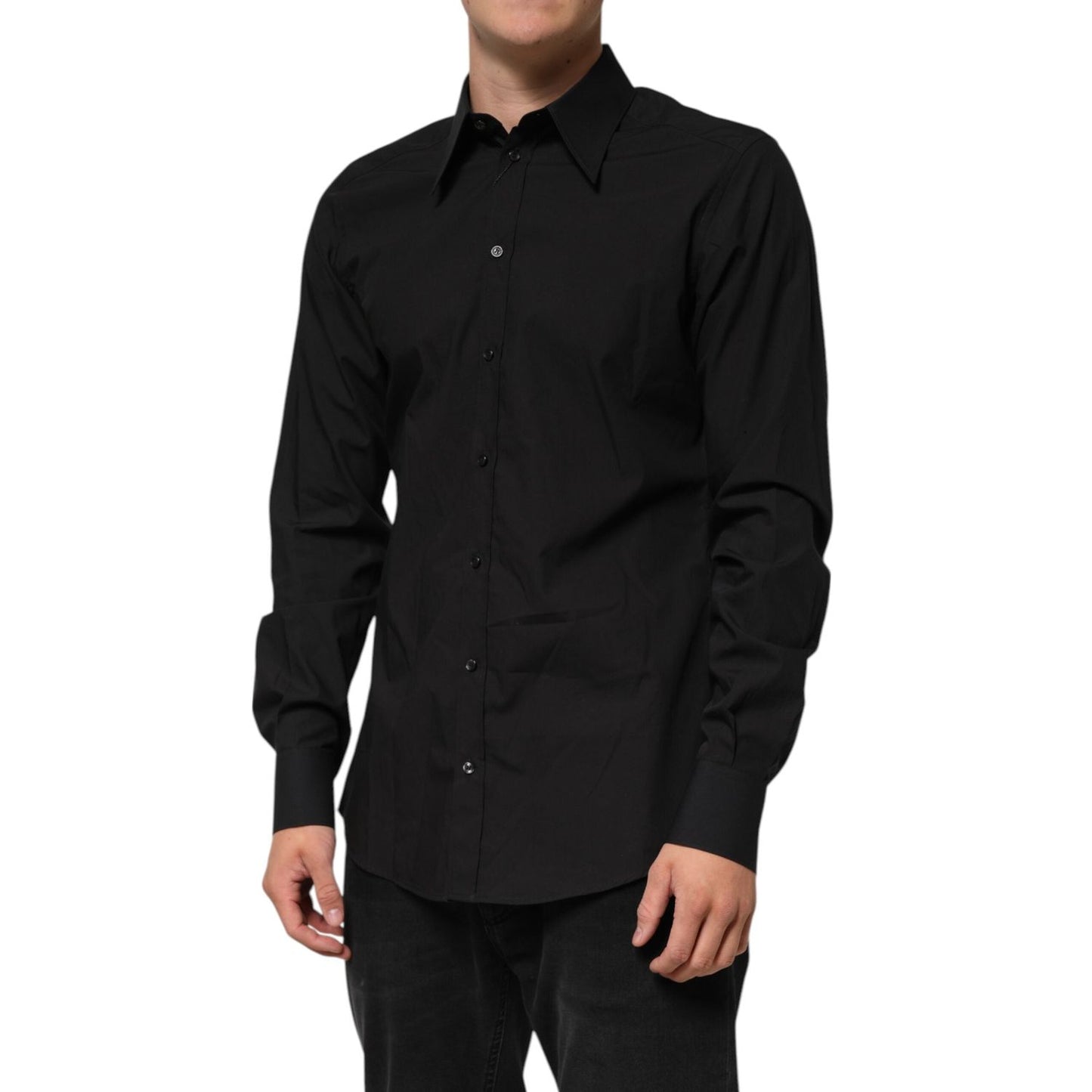 Dolce & Gabbana Black MARTINI Slim Fit Dress Formal Men Shirt TSH91255-40
