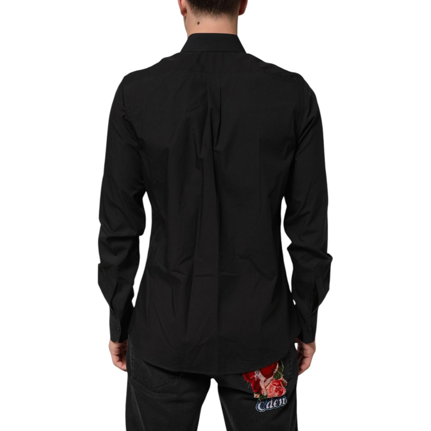 Dolce & Gabbana Black MARTINI Slim Fit Dress Formal Men Shirt TSH91255-40