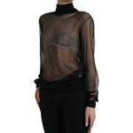Dolce & Gabbana Black Mesh Turtleneck Sheer Blouse Top TSH852009-48