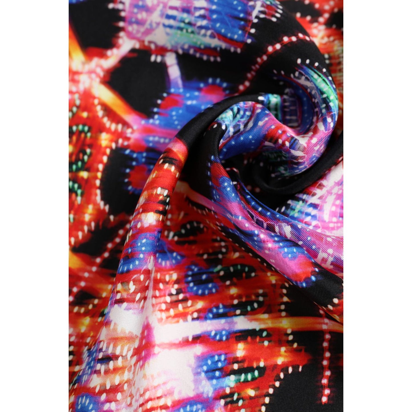 Dolce & Gabbana Black Multicolor Print Square Foulard Scarf MS7312