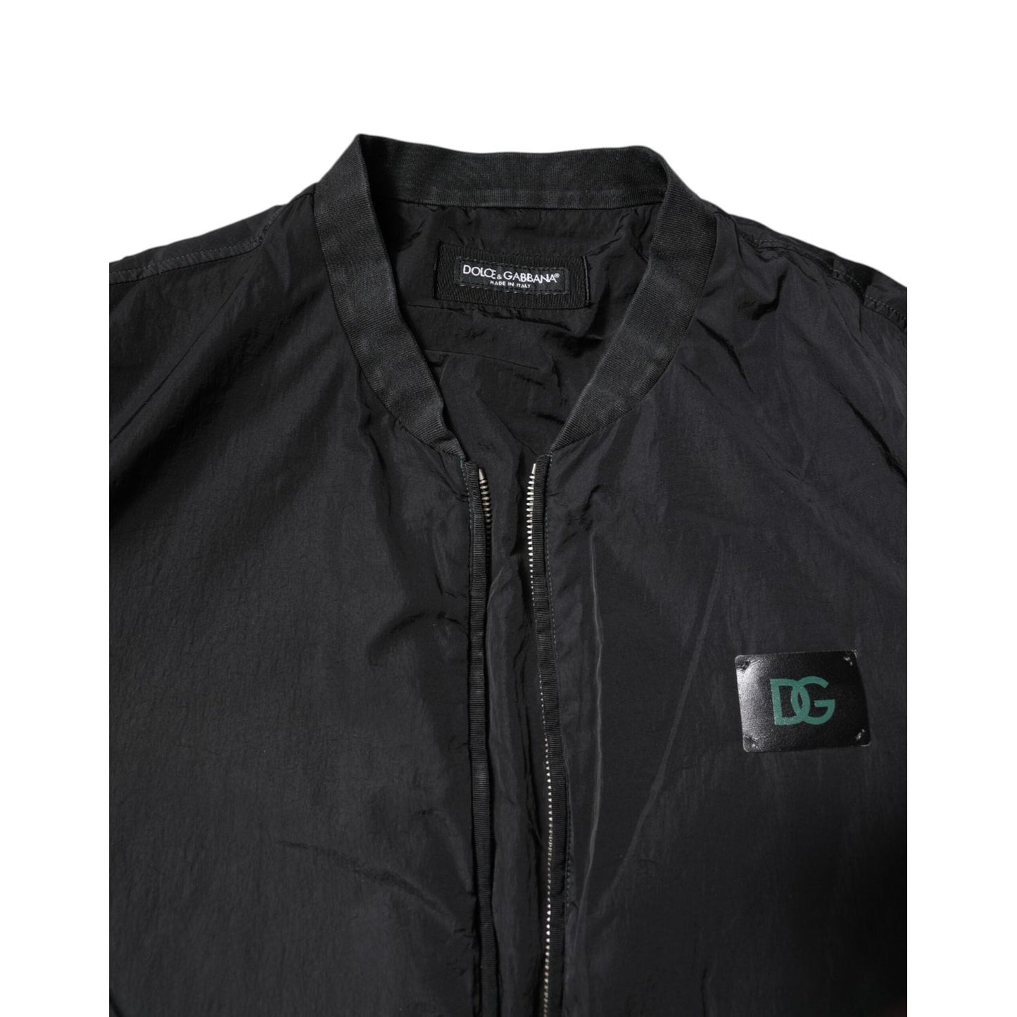 Dolce & Gabbana Black Nylon Logo Full Zip Bomber Jacket JKT41368-60