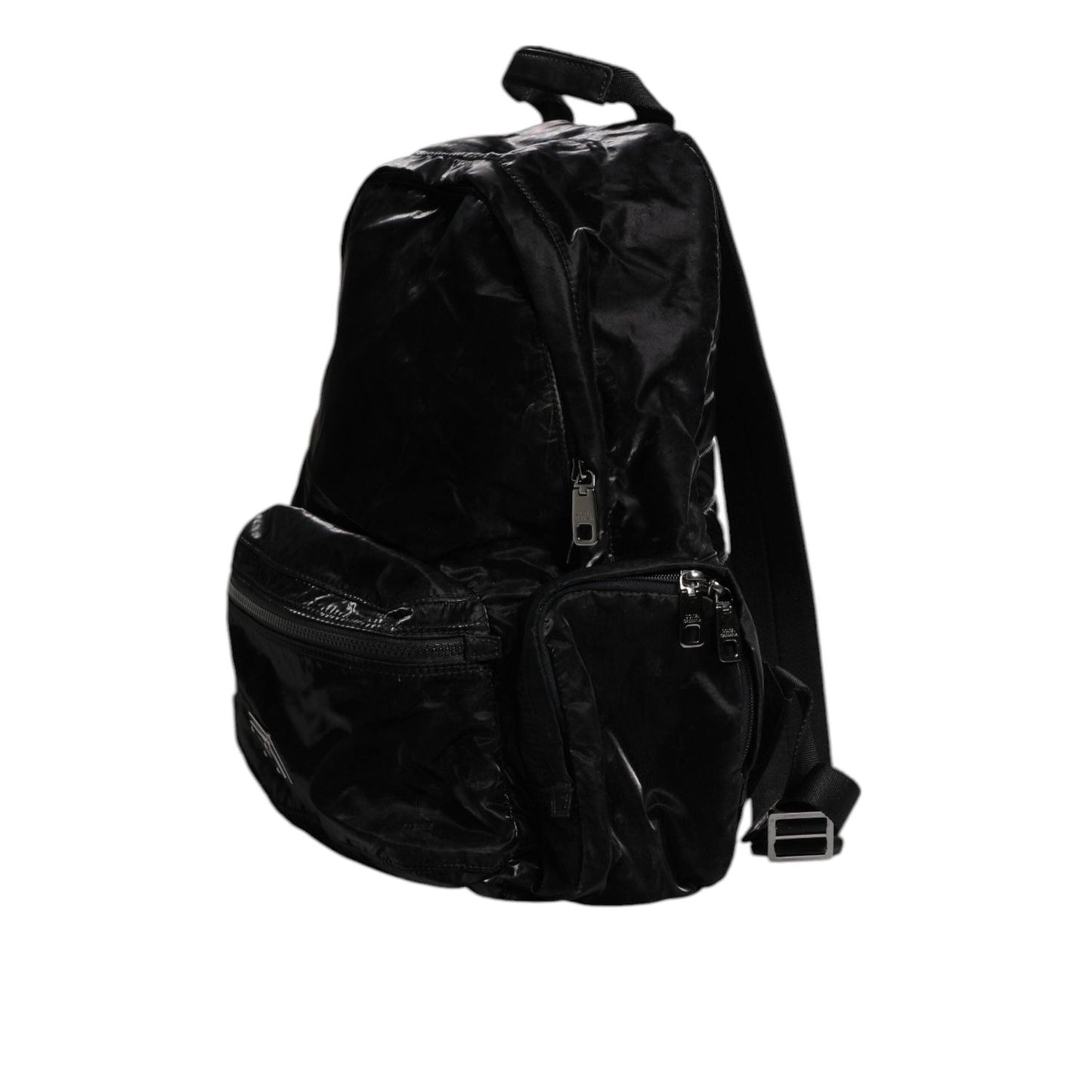 Dolce & Gabbana Black Nylon Logo Plaque Travel School Backpack Bag BAG4187