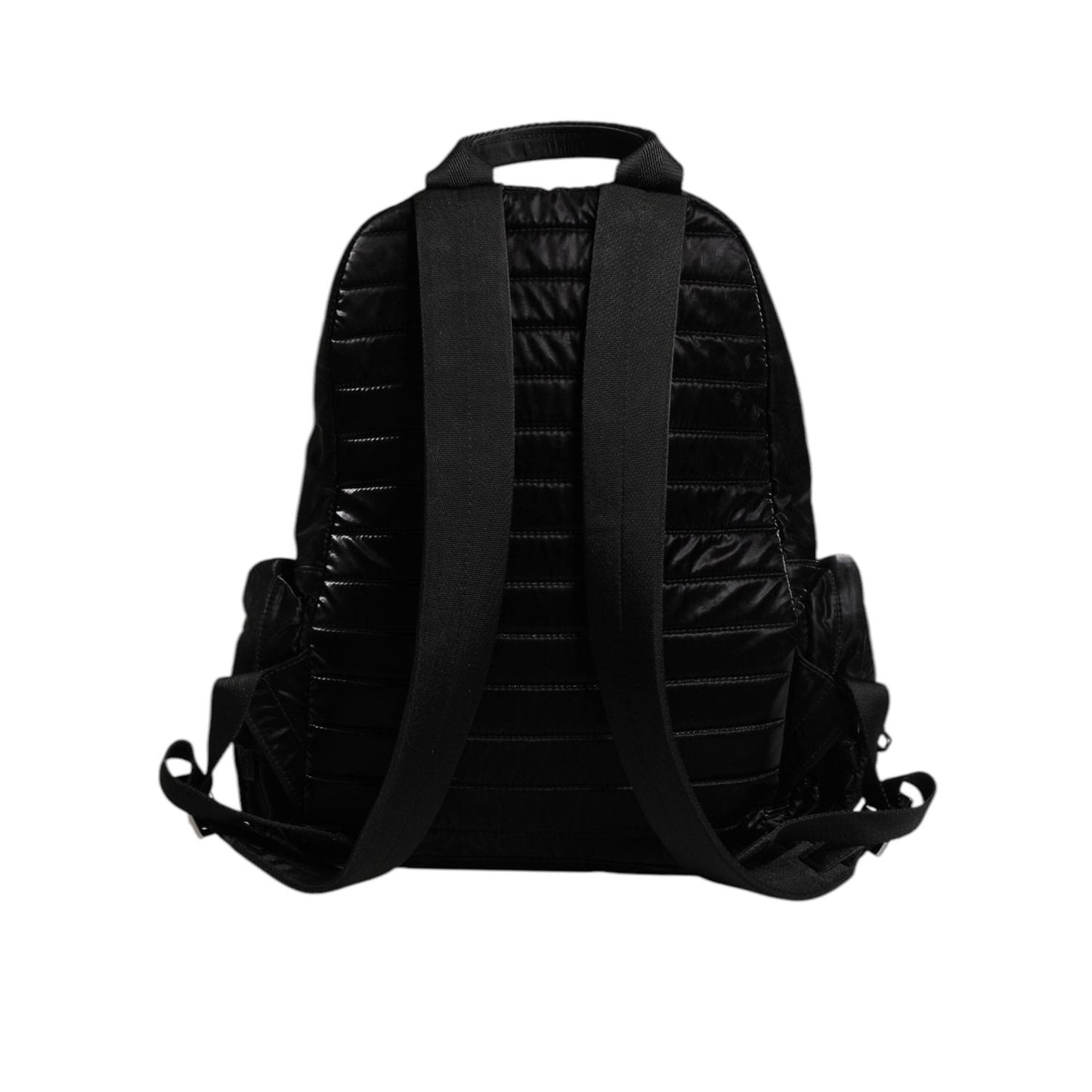 Dolce & Gabbana Black Nylon Logo Plaque Travel School Backpack Bag BAG4187