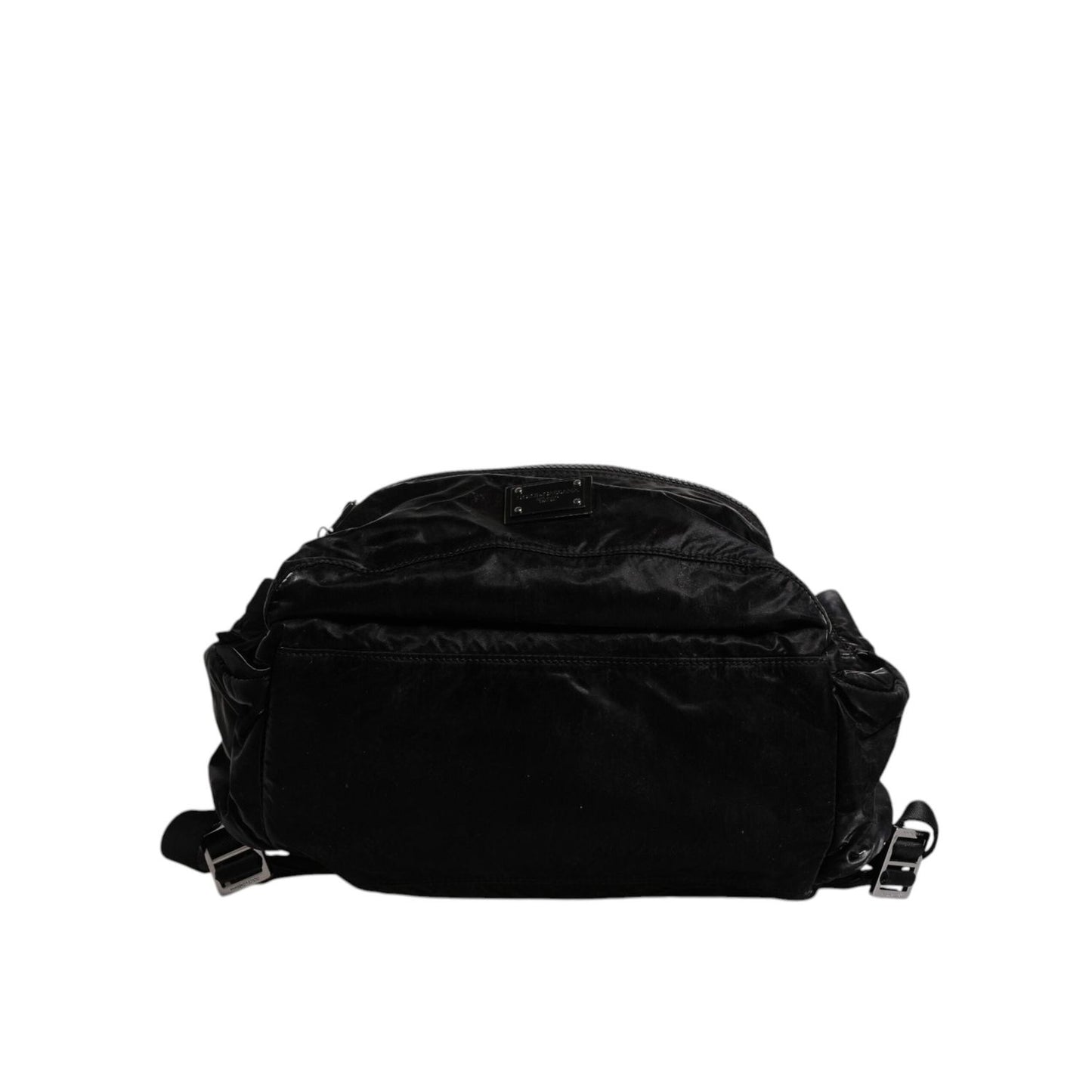 Dolce & Gabbana Black Nylon Logo Plaque Travel School Backpack Bag BAG4187