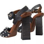 Dolce & Gabbana Black Polka Dot Leather Heels Sandals Shoes LA10813-39
