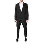 Dolce & Gabbana Black Polyester Floral Jacquard 2 Piece Suit KOS2304-52