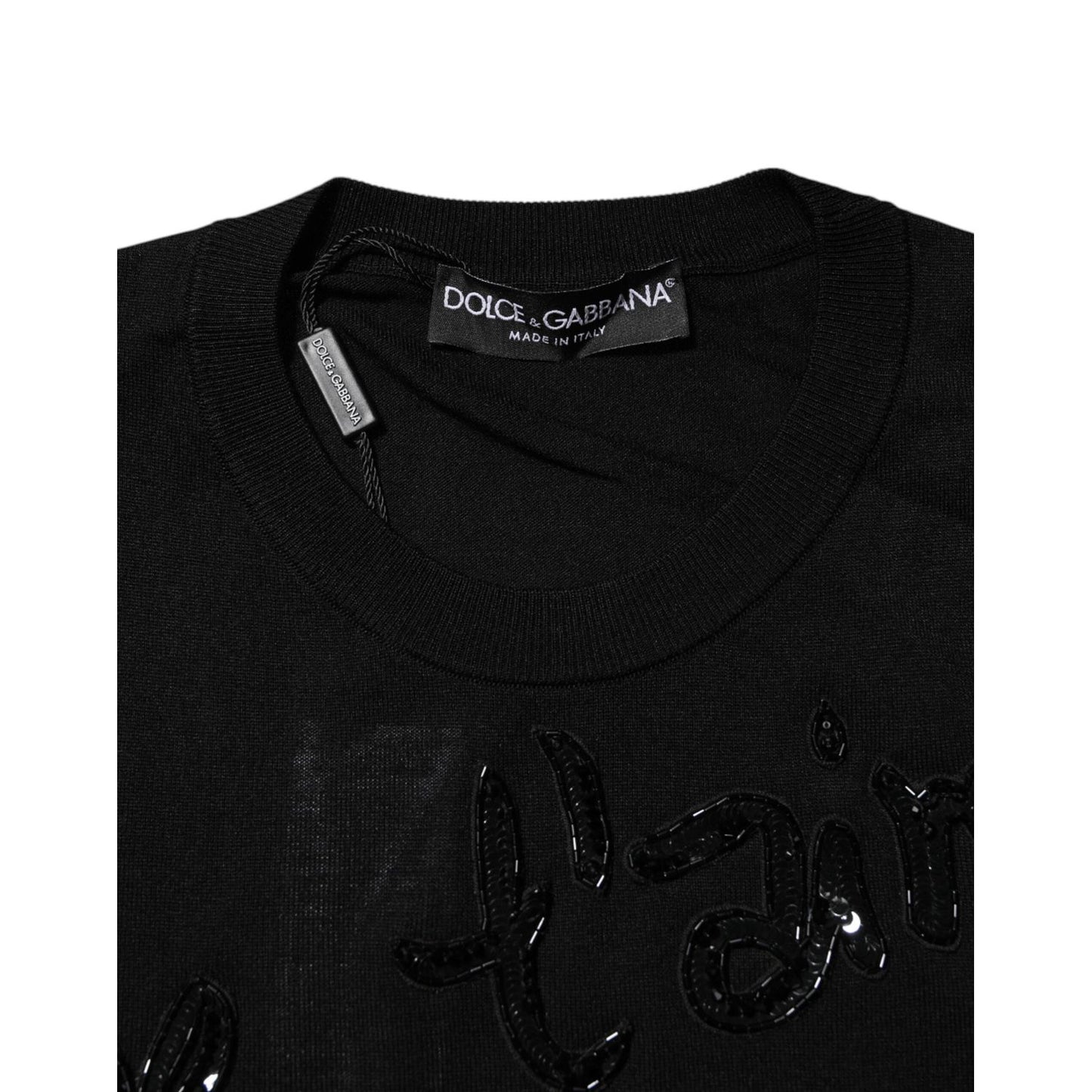 Dolce & Gabbana Black Rose Sequin Embellishments Blouse Top THS90415-36