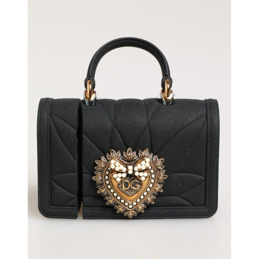 Dolce & Gabbana Black Silicone Devotion Heart Cover Hand Bag Airpod Case