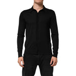 Dolce & Gabbana Black Silk Button Up Lightweight Sweater THS90368-48