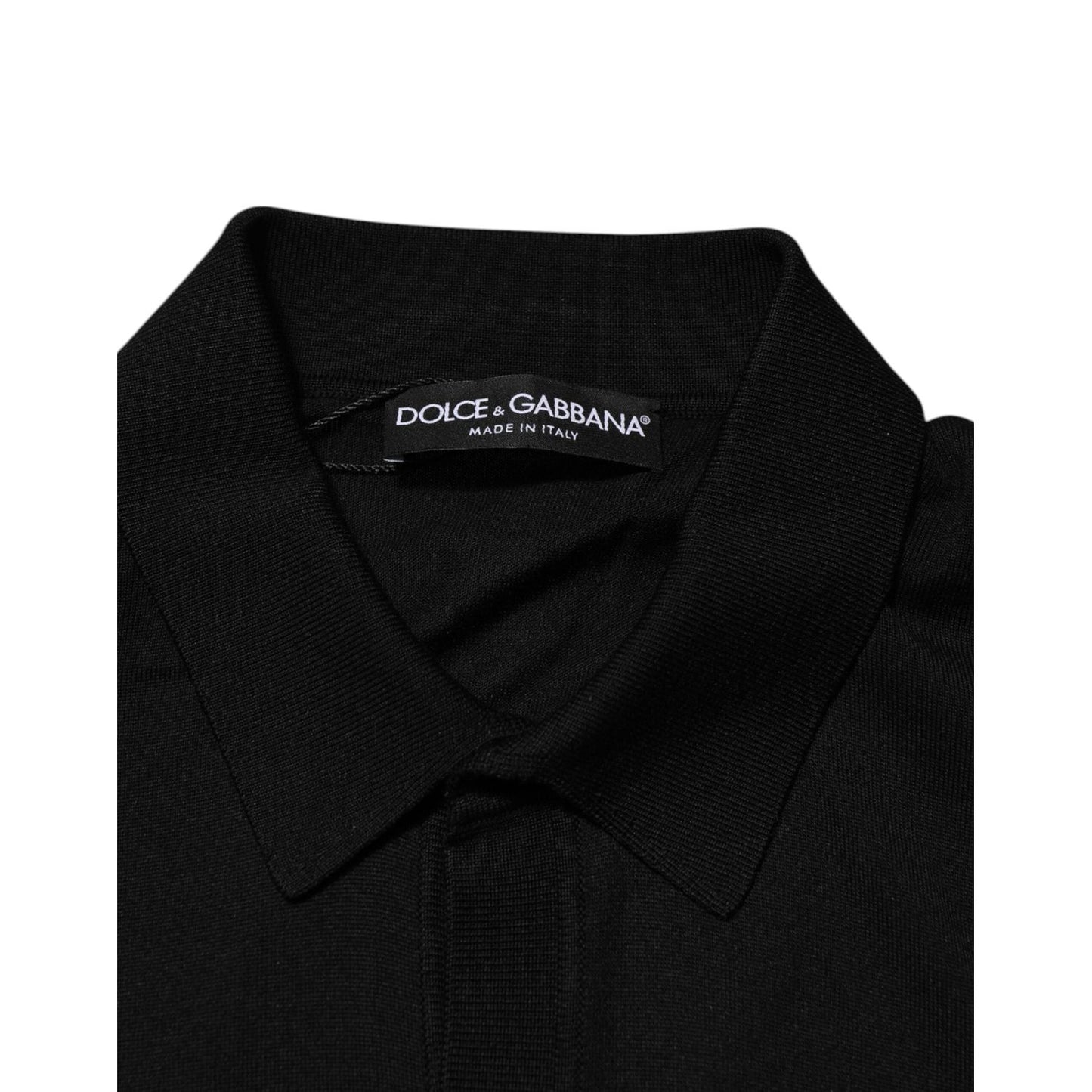 Dolce & Gabbana Black Silk Button Up Lightweight Sweater THS90368-48