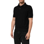 Dolce & Gabbana Black Silk Jacquard DG Polo Shirt T-shirt THS90427-50