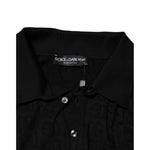 Dolce & Gabbana Black Silk Jacquard DG Polo Shirt T-shirt THS90427-50