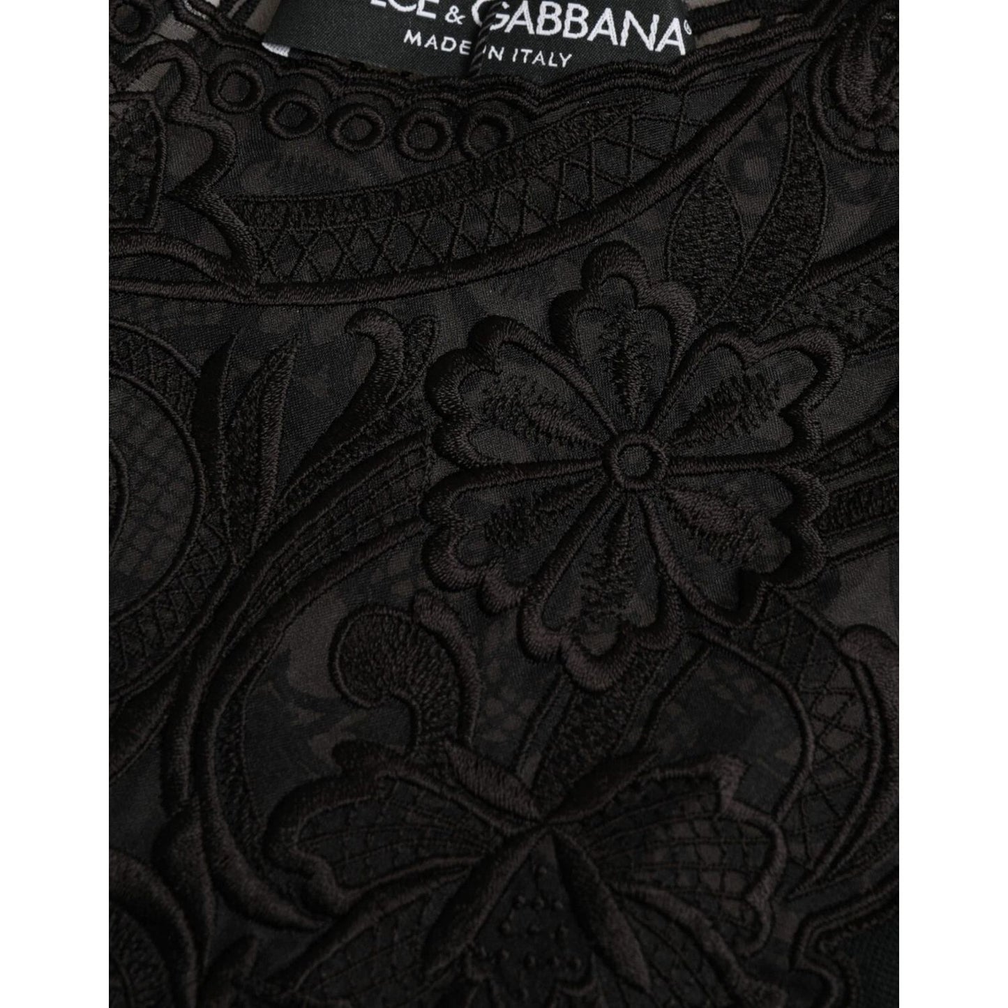 Dolce & Gabbana Black Silk Lace Trim Long Sleeves Blouse Top