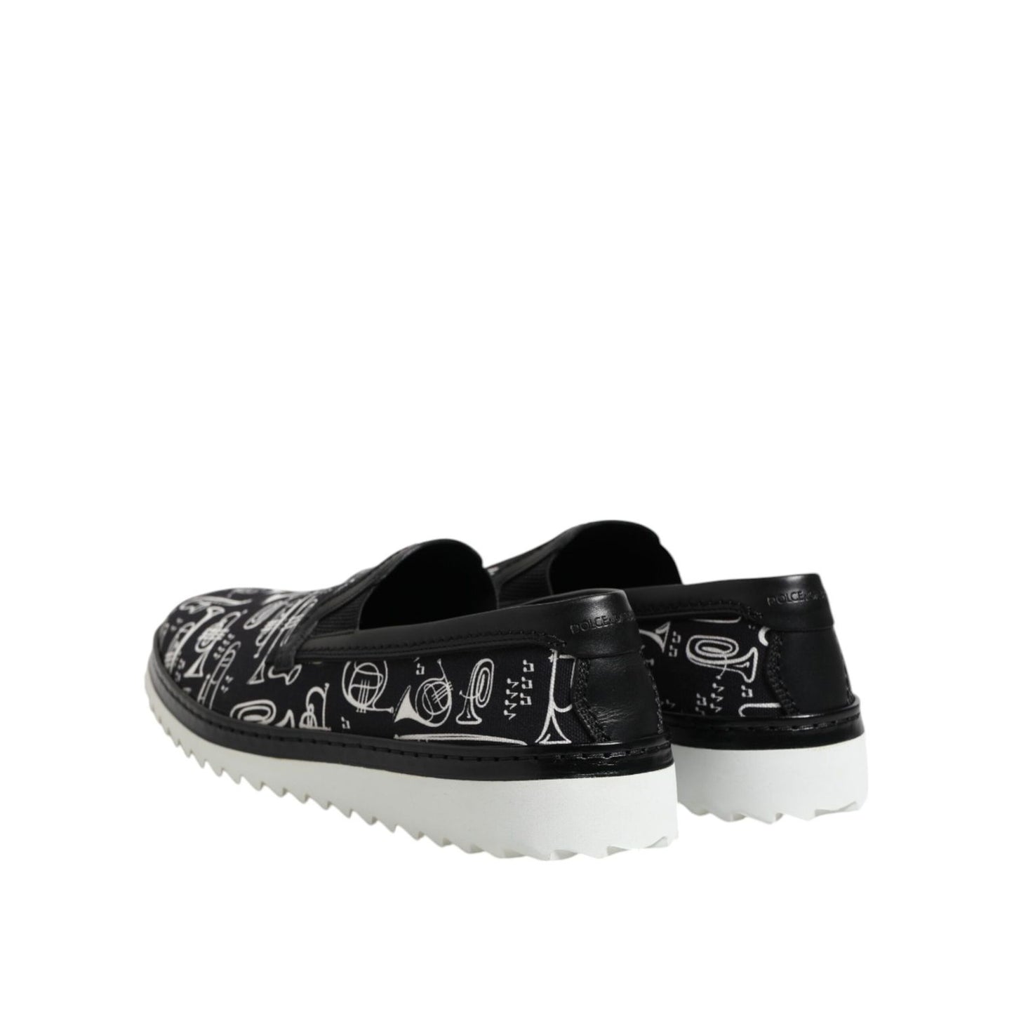 Dolce & Gabbana Black Slip On Printed Men Loafers Shoes